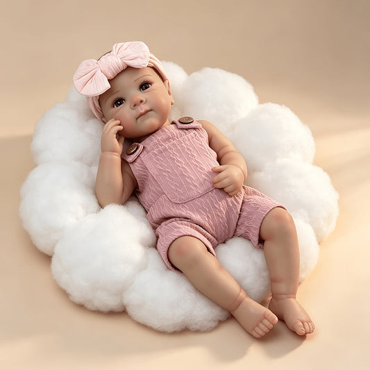 18 Zoll blauäugiges Bettie Reborn Baby Mädchen in rosa Latzhose
