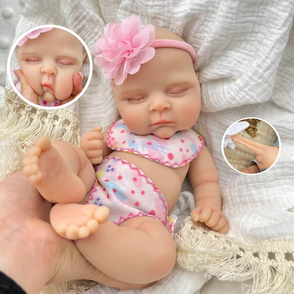 30 cm dehnbare schlafende Reborn Puppe aus Vollsilikon Mädchen Peaches