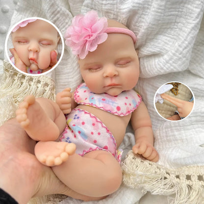 30 cm dehnbare schlafende Reborn Puppe aus Vollsilikon Mädchen Peaches
