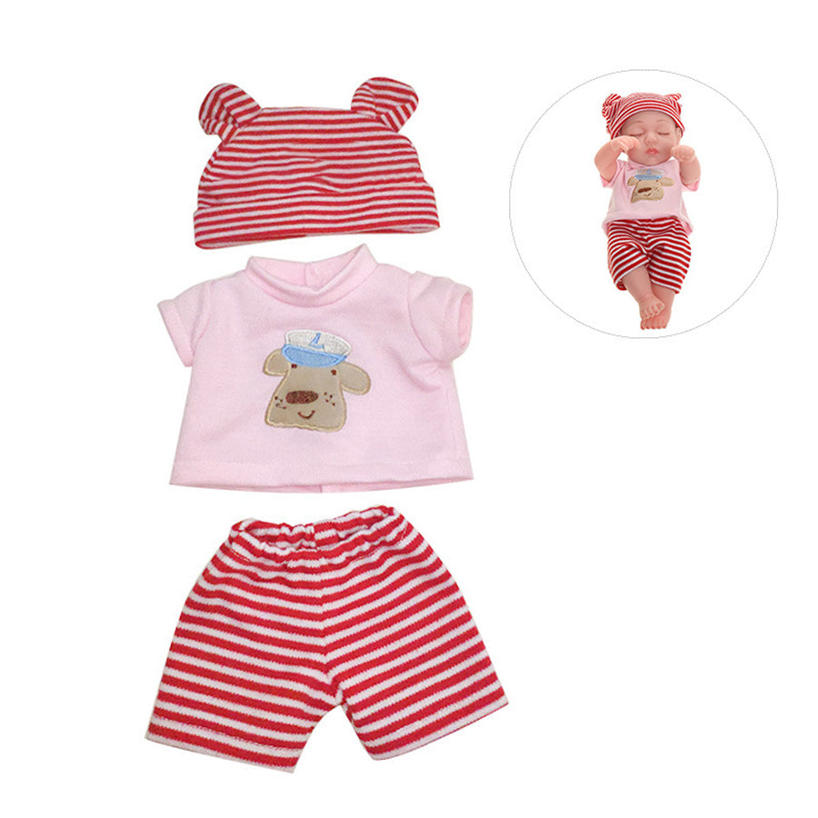 Rosa Gestreifte Kleidung mit Hut für 12 Zoll/30cm Reborn Puppen