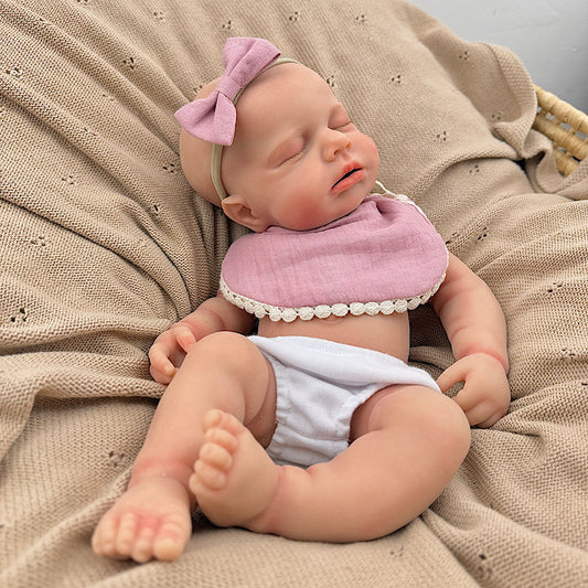 45 cm dehnbares Silikon Reborn Mädchen Loulou mit geschlossenen Augen