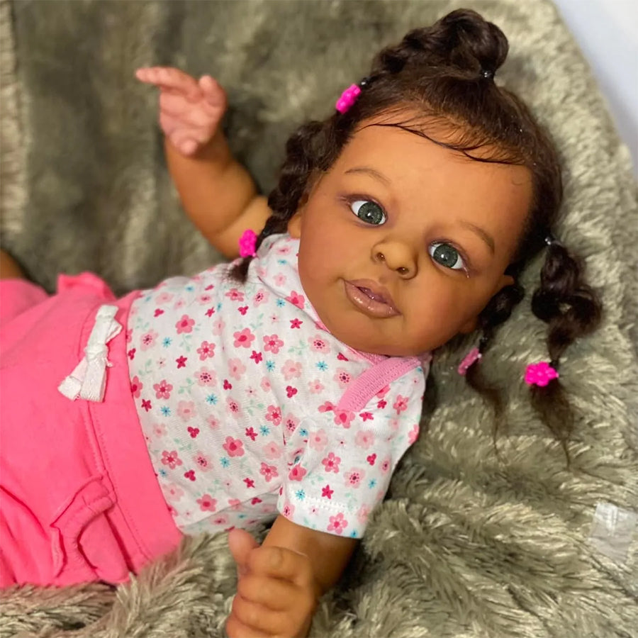 Renee 60 cm offene Augen dunkle Haut Reborn Puppe-Jaylan