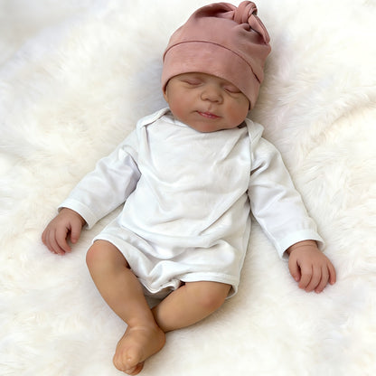 19 Zoll 3D-bemalte lebensechte Reborn Puppe mit geschlossenen Augen – Pascale