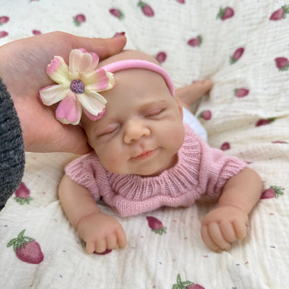 30 cm Pascale Reborn Puppe aus Vollsilikon Mädchen im rosa Pullover