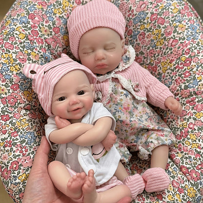 30 cm Reborn Puppe aus Vollsilikon Zwillingsschwestern – Loulou und Vivienne