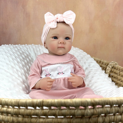 48 cm lebensechte blaue Augen Vinylkörper Bettie Reborn-Baby-Mädchen im rosa Body