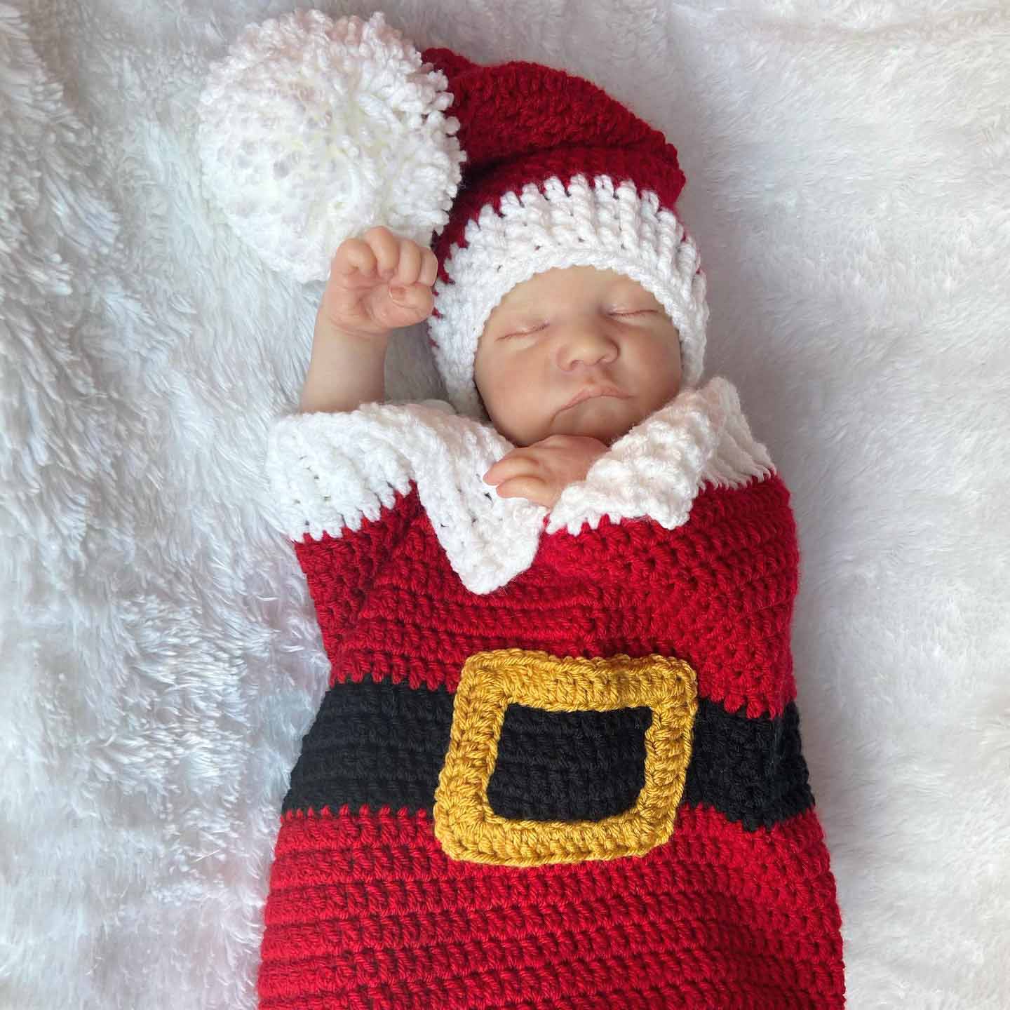 18 Zoll Reborn Puppen mit geschlossenen Augen und Weihnachtsschlafsack-Levi