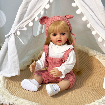 22 Zoll Reborn Puppen Mädchen Cheryl mit langen blonden Haaren