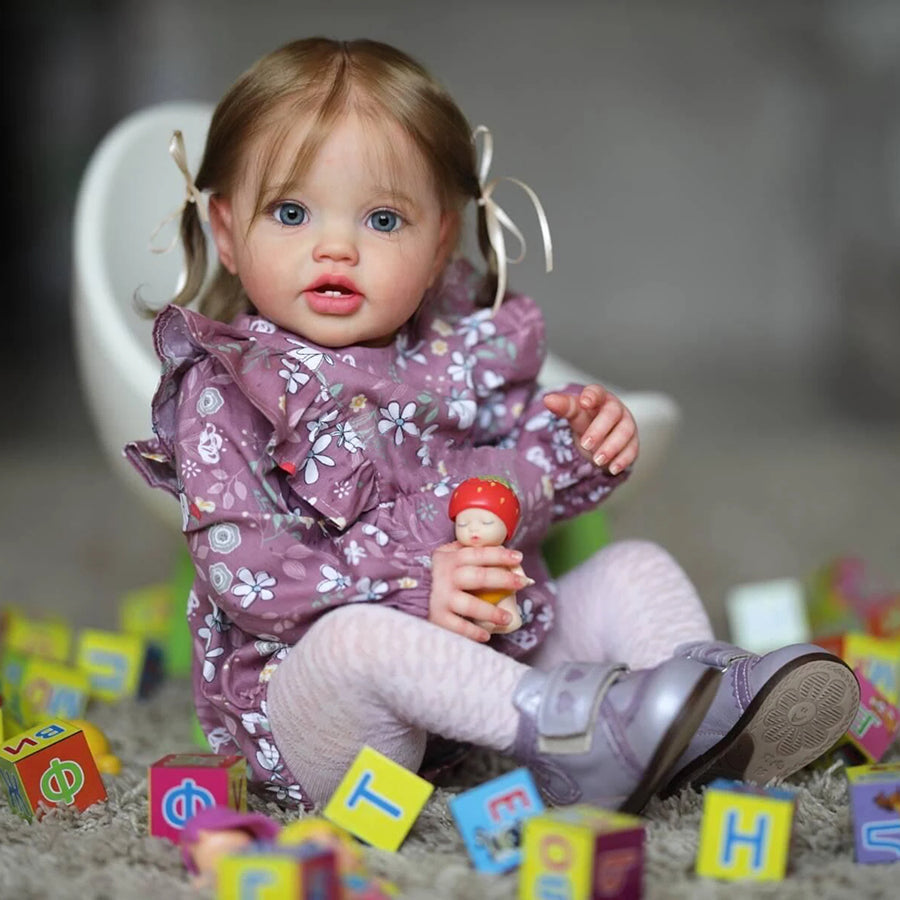 Vera 60cm blaue Augen Wurzelhaar Reborn Kleinkind-Lottie