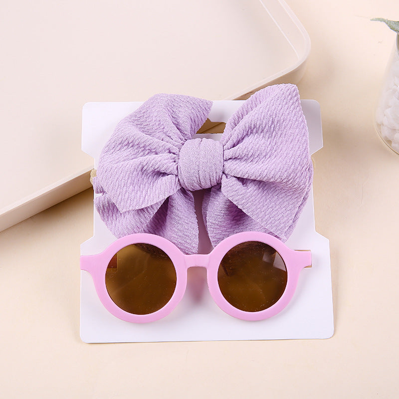 Zweiteiliges Sonnenbrillen-Set mit Schleife und Nylon-Stirnband