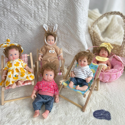 6 Zoll offene Augen kurzes Haar Mini Vollsilikon Reborn Puppe