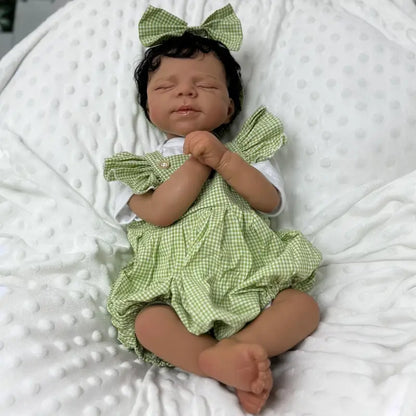 19 Zoll süße Janice geschlossene Augen dunkle Haut weicher Körper Reborn Puppe-Pascale