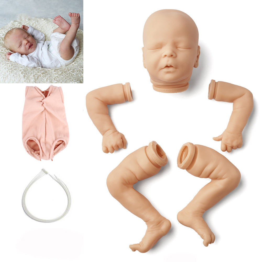 17 Zoll Darren Geschlossene Augen DIY Unlackiertes unbehandeltes Reborn Puppe Kit