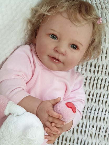 22 Zoll süße Corey Reborn Puppe mit offenen Augen und blonden Haaren