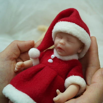 6 Zoll Mini Rebornpuppen mit geschlossenen Augen und Weihnachtskleidung-Darren