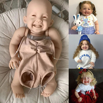 24 Zoll unbemaltes Mila Offene Augen Lächeln Reborn Puppenset