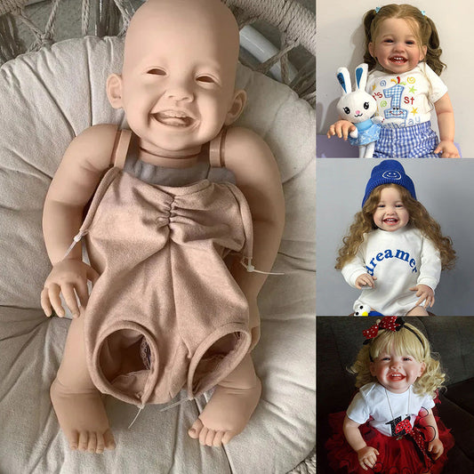 24 Zoll unbemaltes Mila Offene Augen Lächeln Reborn Puppenset