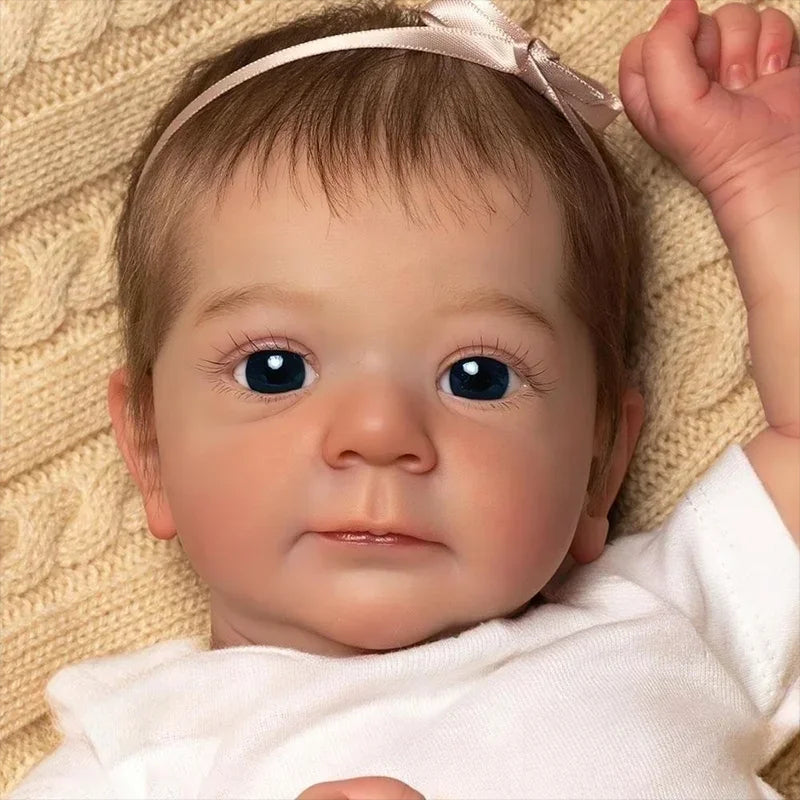 19 Zoll Felicia Rebornpuppen mit offenen Augen und weißer Kleidung