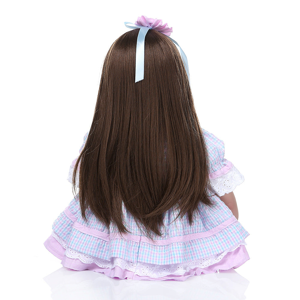 60 cm Rebornpuppe mit Stoffkörper und langen Haaren