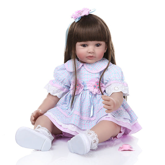 60 cm Rebornpuppe mit Stoffkörper und langen Haaren