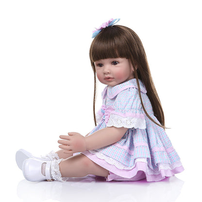 60 cm Rebornpuppe mit Stoffkörper und langen Haaren