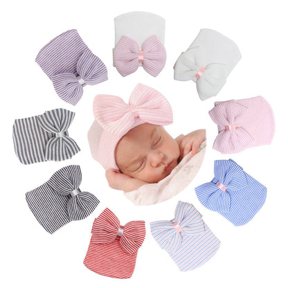 Niedliche Schleife Knoten gestrickte Pullover Baby Mütze