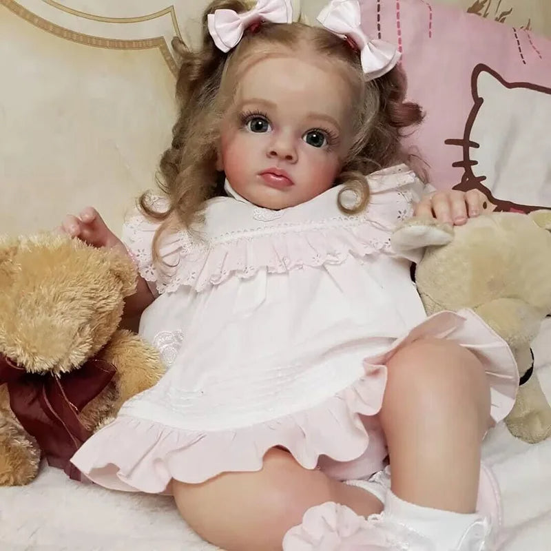 24 Zoll Zona Lockige haare Offene Augen Reborn Puppe Mädchen-Tutti