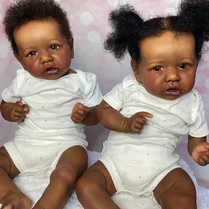 22 Zoll dunkle Haut offene Augen Reborn Puppe Zwillinge-Saskia