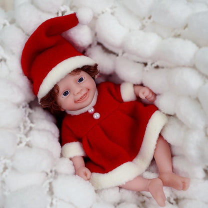 15 cm Mini-Reborn-Puppen mit offenen Augen in Weihnachtskleidung