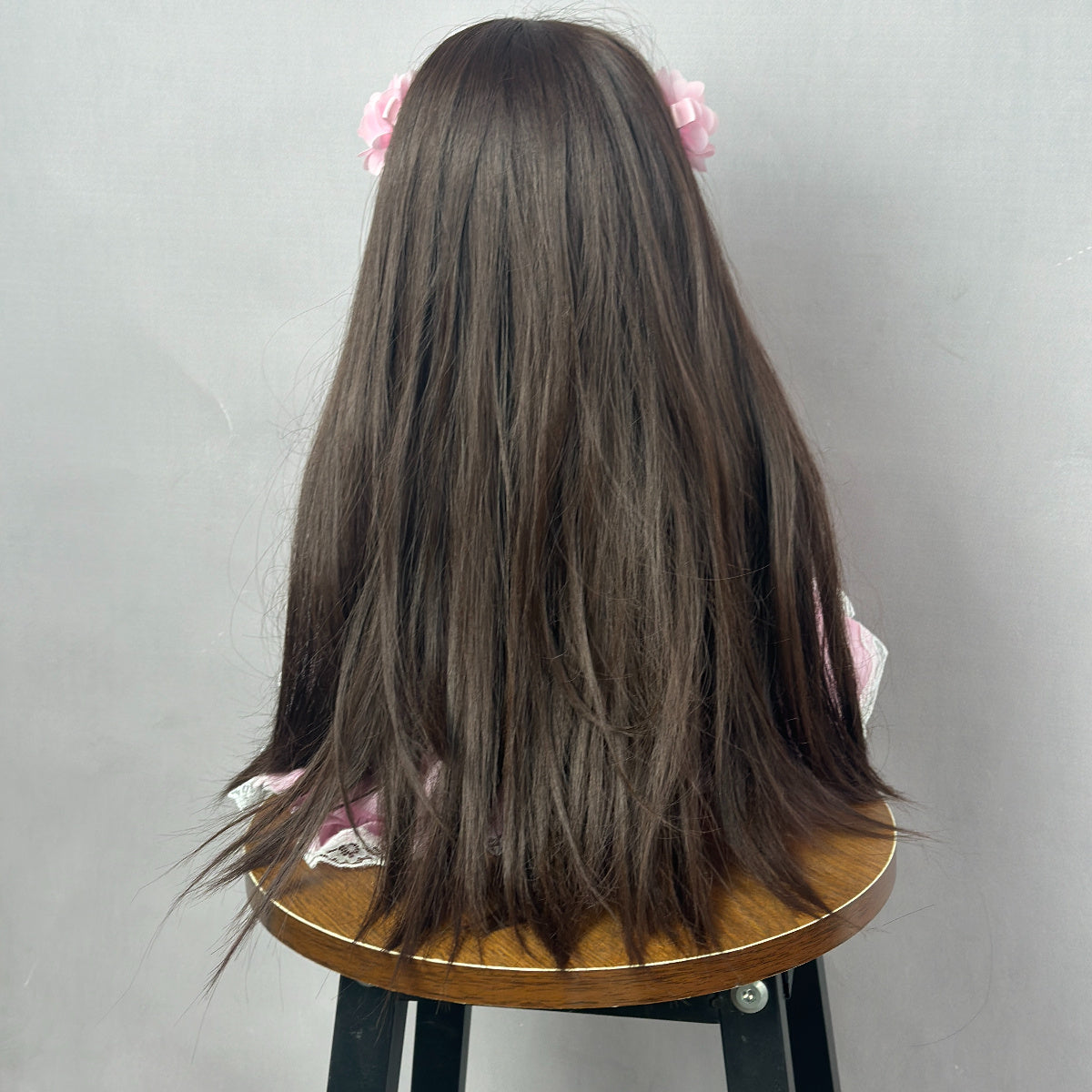 55 cm offene Augen lange braune Haare Betty Reborn Puppe Mädchen im rosa Kleid