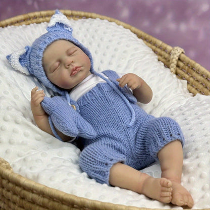 20 Zoll Loulou Reborn-Puppe mit 3D-Haut geschlossenen Augen und blauem Overall