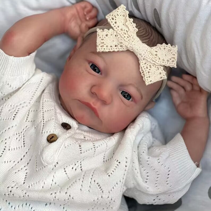 18 Zoll Reborn Puppen mit offenen Augen Jungen/Mädchen mit weißer Kleidung – Levi