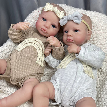 20 Zoll lebensechte Reborn-Puppe mit blauen Augen Zwillingsschwestern-Loulou