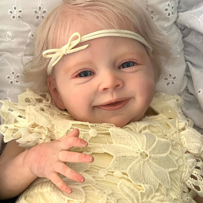 19 Zoll handgefertigte Reborn Puppe mit offenen Augen und blondem Haar - Sebastia