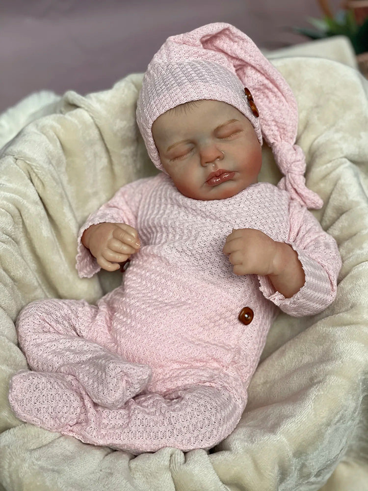 20 Zoll lebensechte Reborn-Puppe mit geschlossenen Augen Zwillingsschwestern-Loulou
