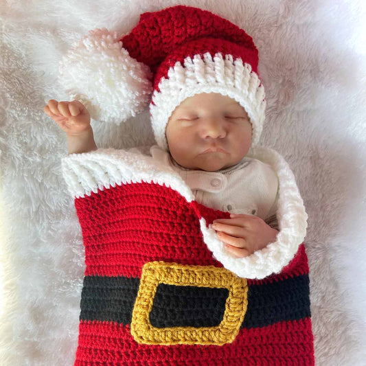 18 Zoll Reborn Puppen mit geschlossenen Augen und Weihnachtsschlafsack-Levi