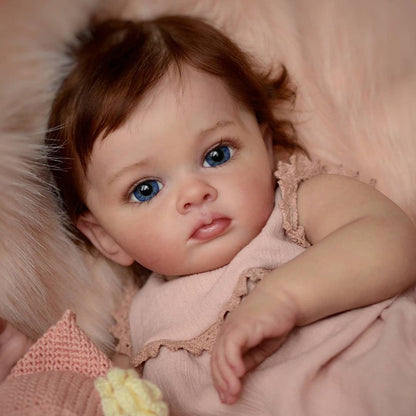 22 Zoll Magda Braun Haar Offene Augen Reborn Puppe Mädchen-Tutti