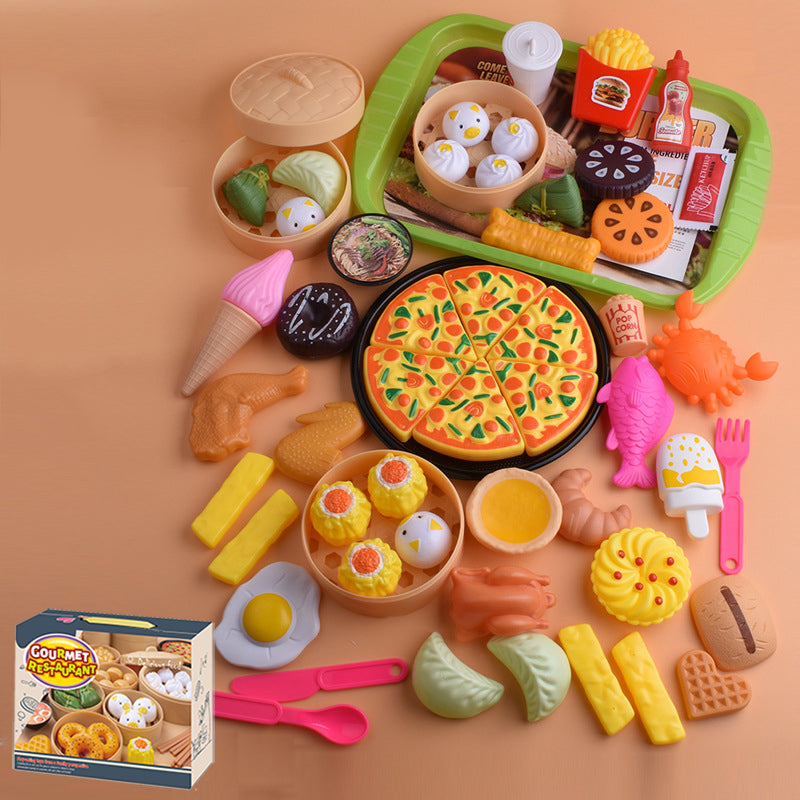Simulación de la casa de juego infantil juguetes de cocina chino y comida occidental 58 piezas