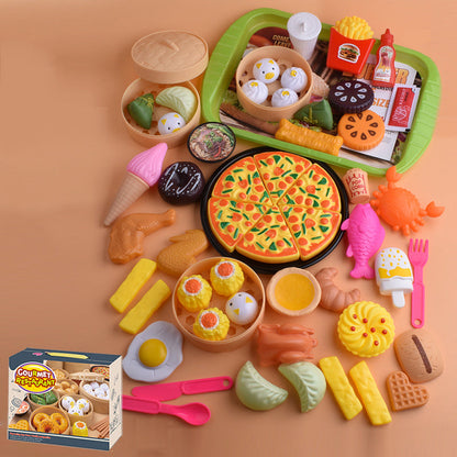 Simulación de la casa de juego infantil juguetes de cocina chino y comida occidental 58 piezas