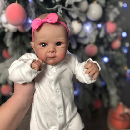 48cm lebensecht wirkendes Bettie Reborn Babypuppe Mädchen mit offenen Augen im weißen Body