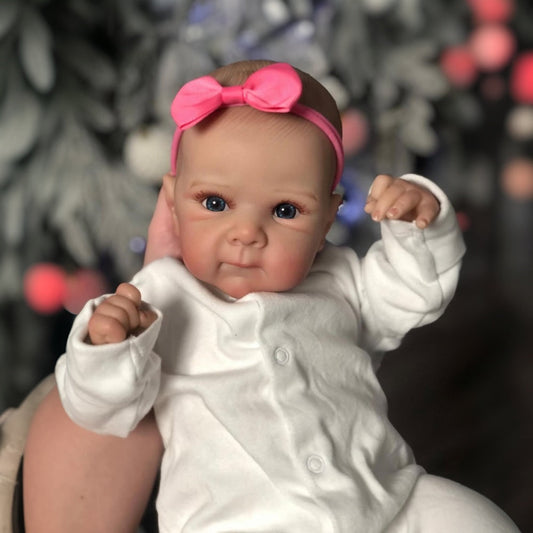 48cm lebensecht wirkendes Bettie Reborn Babypuppe Mädchen mit offenen Augen im weißen Body