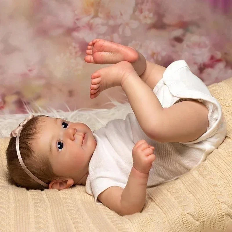 19 Zoll Felicia Rebornpuppen mit offenen Augen und weißer Kleidung