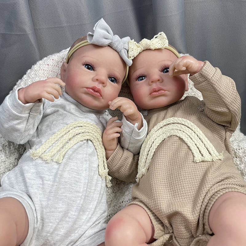 20 Zoll lebensechte Reborn-Puppe mit blauen Augen Zwillingsschwestern-Loulou