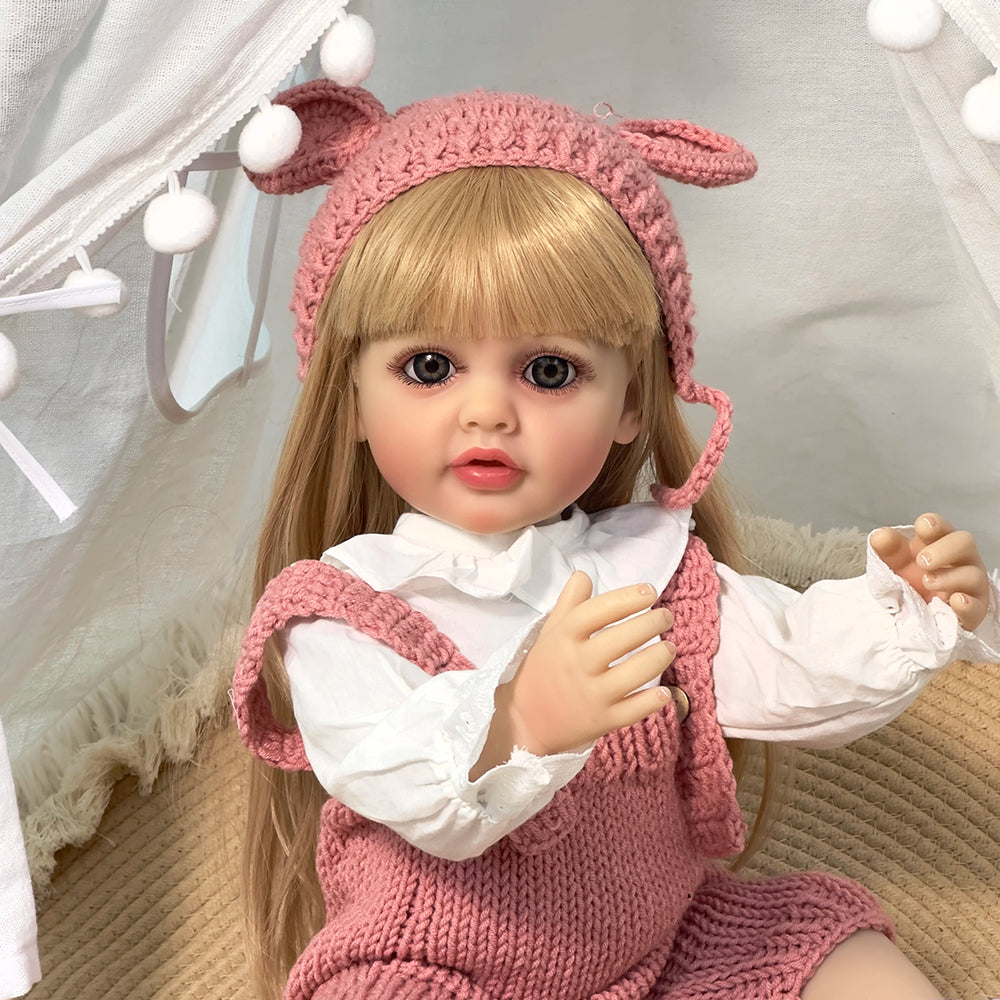 22 Zoll Reborn Puppen Mädchen Cheryl mit langen blonden Haaren