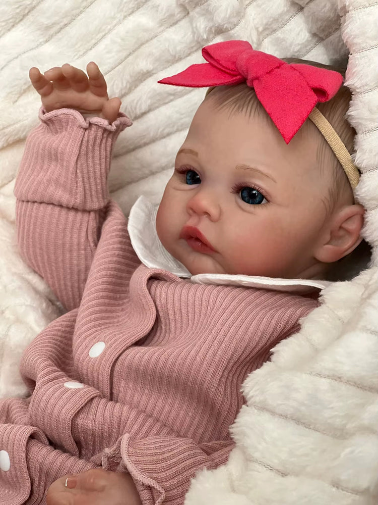 48cm Weichen Körper 3D Haut Gemalt Haar Blau Augen Reborn Baby Wiese