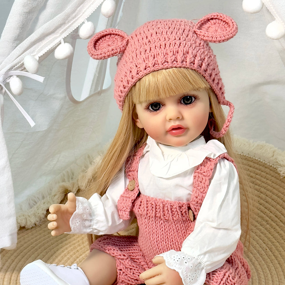 22 Zoll Reborn Puppen Mädchen Cheryl mit langen blonden Haaren