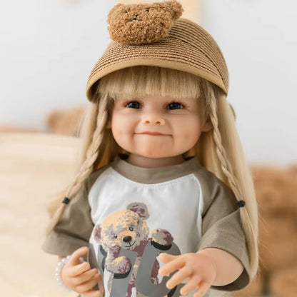 22 Zoll Smile Reborn Puppe Mädchen mit langen blonden Haaren - Raya
