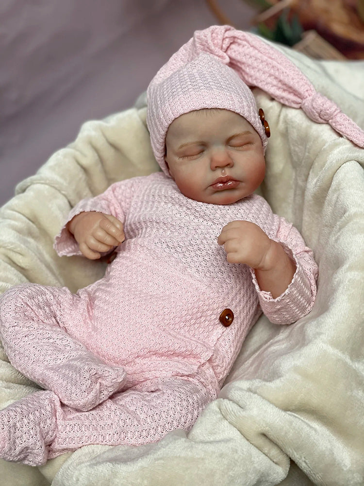 20 Zoll lebensechte Reborn-Puppe mit geschlossenen Augen Zwillingsschwestern-Loulou