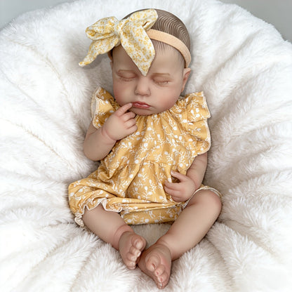 20 Zoll weiches Loulou Reborn Babypuppe Mädchen im Schlafanzug mit gelbem Blumenmuster