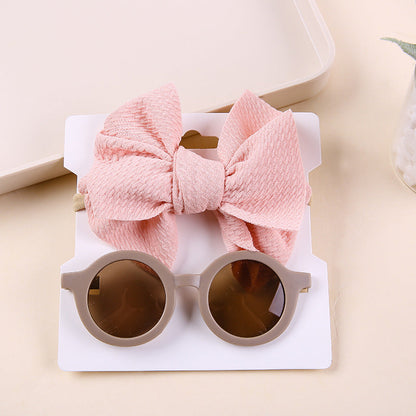 Zweiteiliges Sonnenbrillen-Set mit Schleife und Nylon-Stirnband